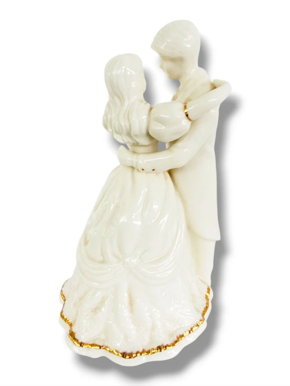 Formalities Porcelain Bride & Groom Wedding Figurine Music Box Ivory Gold Trim